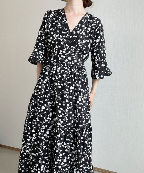 花柄シフォンワンピース